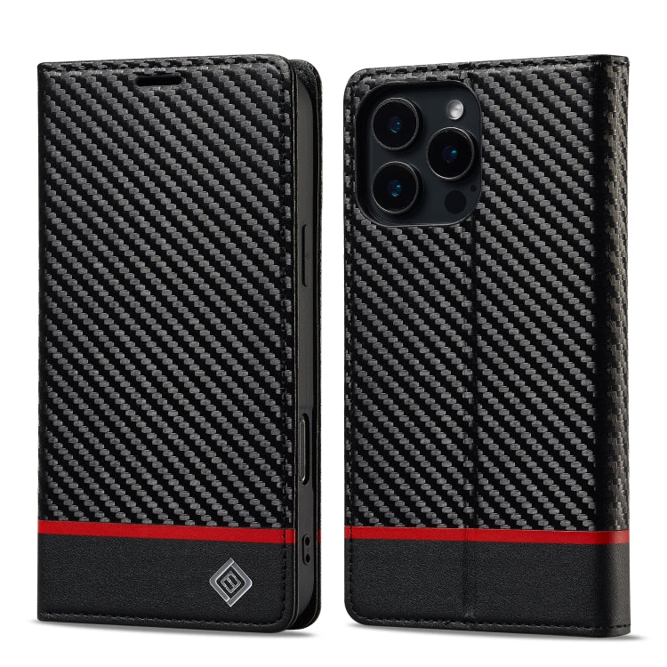 LC.IMEEKE Carbon Fiber Leather Phone Case, For iPhone 16 Pro Max, For iPhone 16 Pro, For iPhone 16 Plus, For iPhone 16