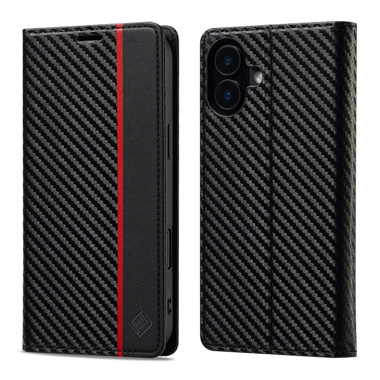 LC.IMEEKE Carbon Fiber Leather Phone Case, For iPhone 16 Pro Max, For iPhone 16 Pro, For iPhone 16 Plus, For iPhone 16