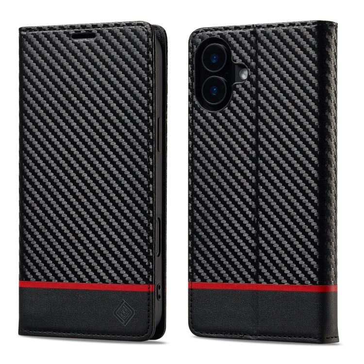 LC.IMEEKE Carbon Fiber Leather Phone Case, For iPhone 16 Pro Max, For iPhone 16 Pro, For iPhone 16 Plus, For iPhone 16