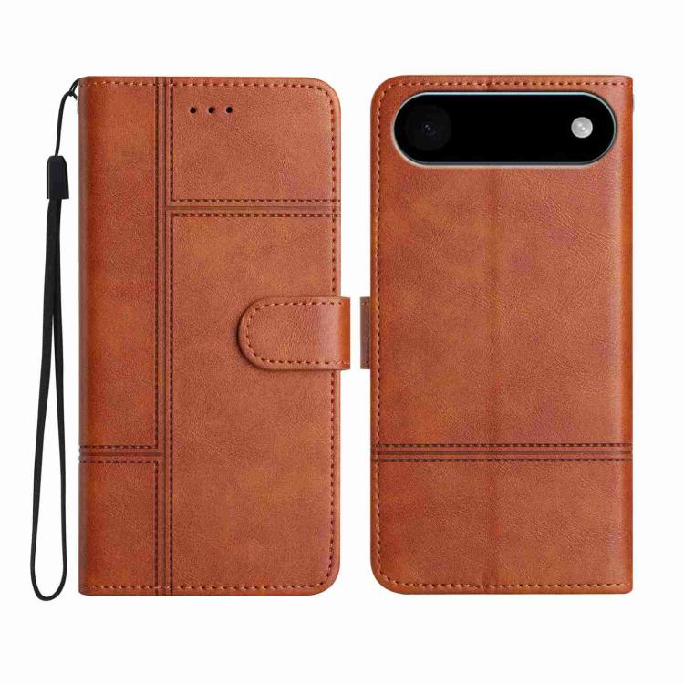 Cowhide Texture Stitching Leather Phone Case