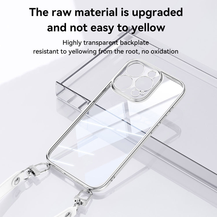 SULADA  Electroplated Clear TPU Soft Frame Phone Case with Wrist Strap, For iPhone 16 Pro Max, For iPhone 16 Pro, For iPhone 16 Plus, For iPhone 16, For iPhone 15 Pro Max, For iPhone 15 Pro, For iPhone 15, For iPhone 14, For iPhone 14 Pro