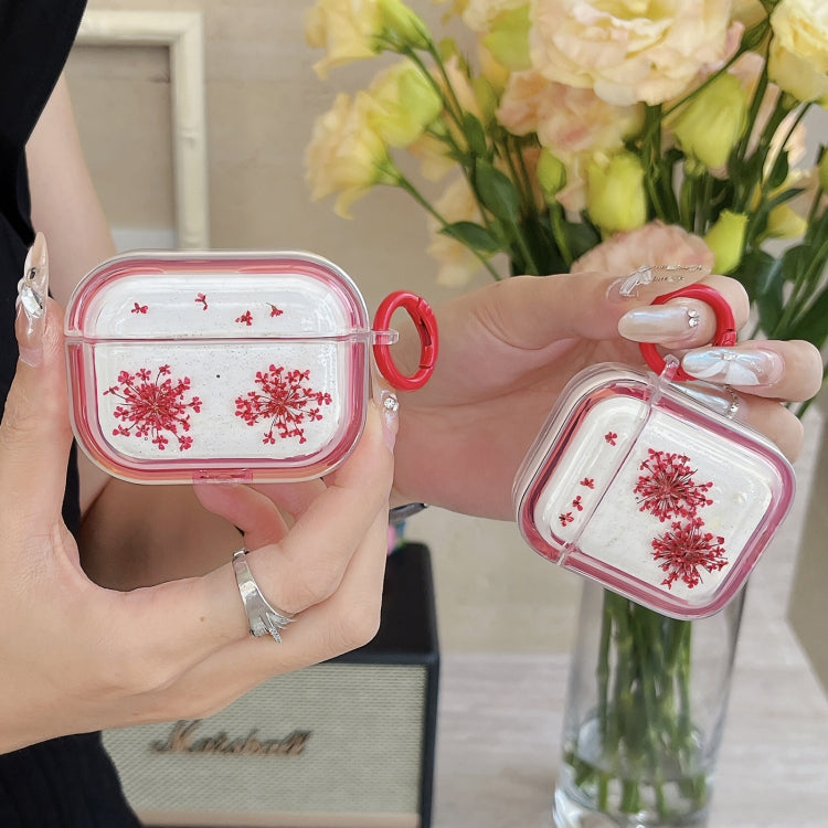 Glitter Snowflake Epoxy Dried Flowers Earbuds Box TPU Case, For AirPods Pro 2, For AirPods 3, For AirPods Pro