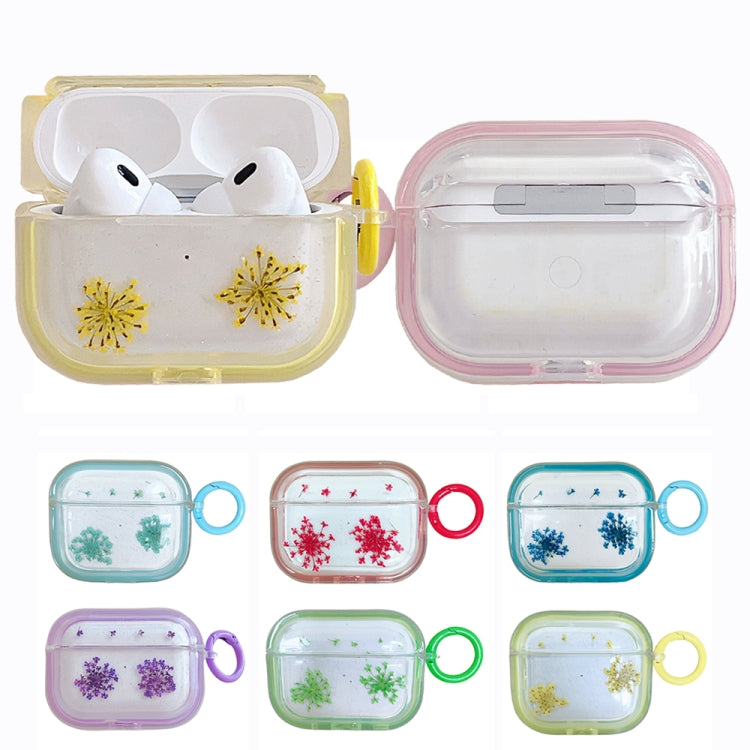 Glitter Snowflake Epoxy Dried Flowers Earbuds Box TPU Case, For AirPods Pro 2, For AirPods 3, For AirPods Pro