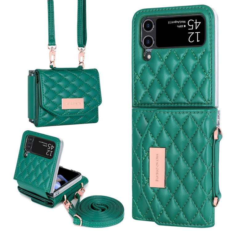 VIETAO Rhombic Texture Wallet PU Phone Case with Long Lanyard