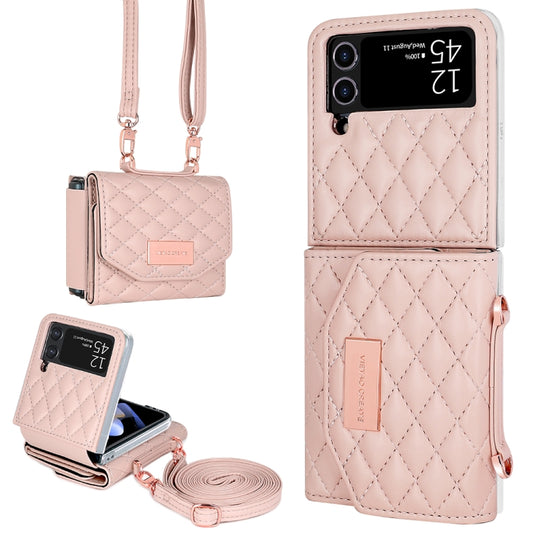 VIETAO Rhombic Texture Wallet PU Phone Case with Long Lanyard