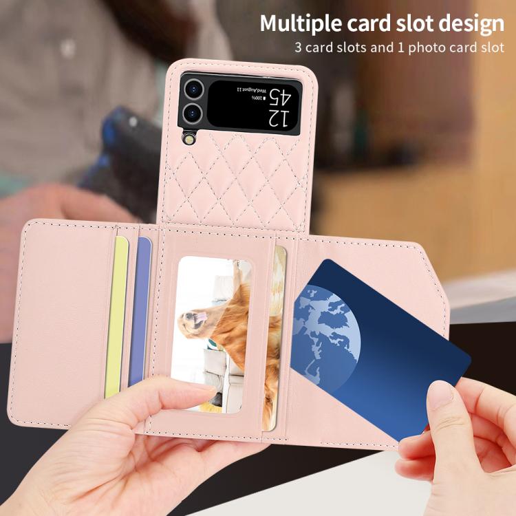 VIETAO Rhombic Texture Wallet PU Phone Case with Long Lanyard