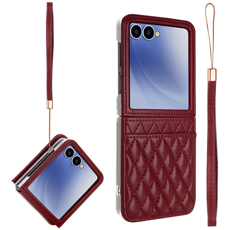 VIETAO Rhombic Texture PU Card Slot Phone Case with Lanyard