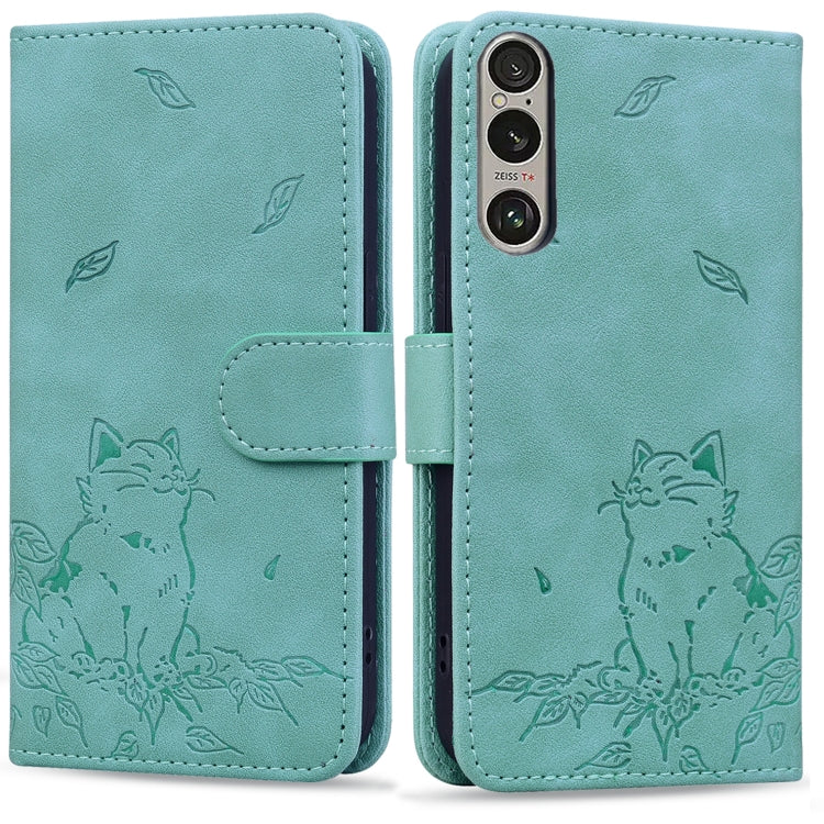 Cute Cat Embossed Leather Phone Case, For Sony Xperia 10 VI, For Sony Xperia 1 VI