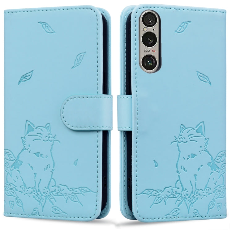 Cute Cat Embossed Leather Phone Case, For Sony Xperia 10 VI, For Sony Xperia 1 VI