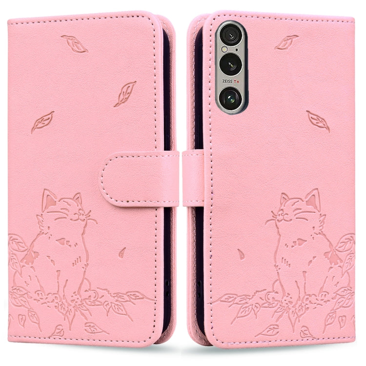 Cute Cat Embossed Leather Phone Case, For Sony Xperia 10 VI, For Sony Xperia 1 VI