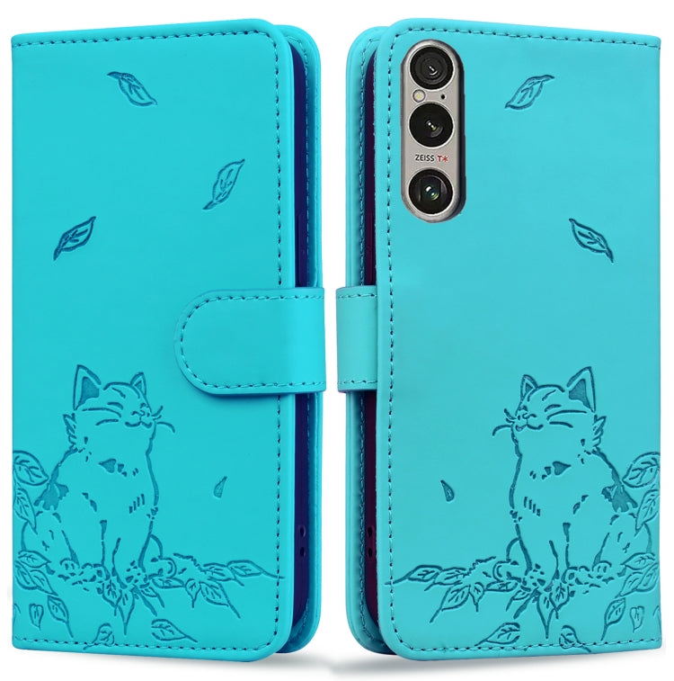 Cute Cat Embossed Leather Phone Case, For Sony Xperia 10 VI, For Sony Xperia 1 VI