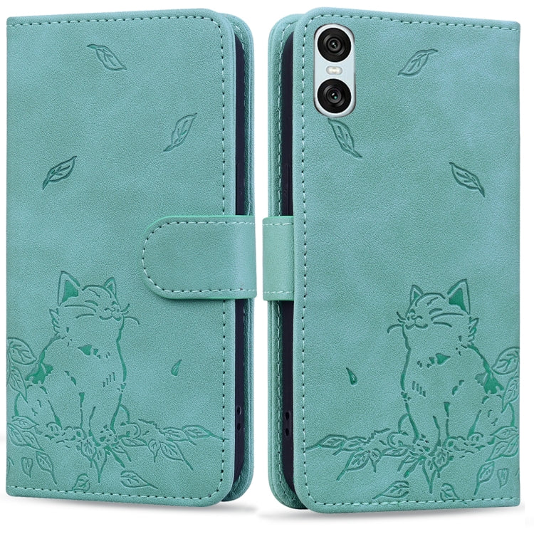 Cute Cat Embossed Leather Phone Case, For Sony Xperia 10 VI, For Sony Xperia 1 VI