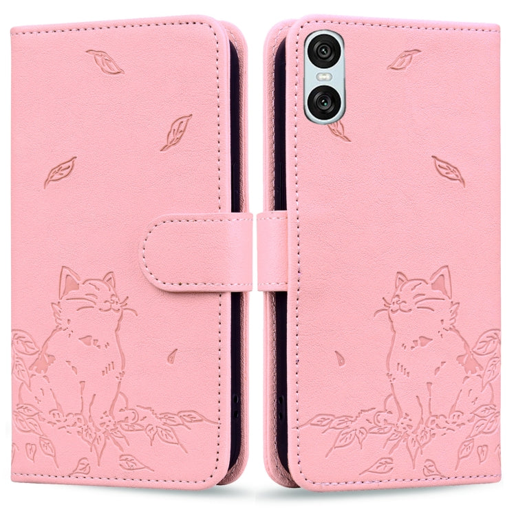 Cute Cat Embossed Leather Phone Case, For Sony Xperia 10 VI, For Sony Xperia 1 VI