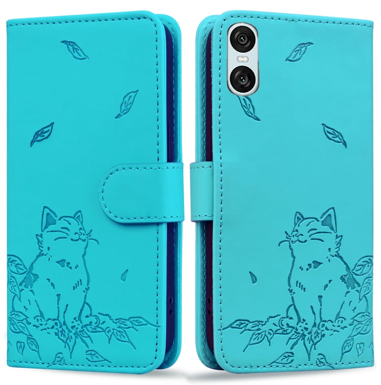 Cute Cat Embossed Leather Phone Case, For Sony Xperia 10 VI, For Sony Xperia 1 VI