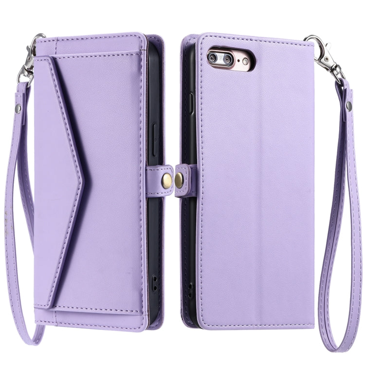Wallet Multi-card Slot Leather Phone Case with Lanyard, For iPhone XS Max, For iPhone 8 Plus / 7 Plus