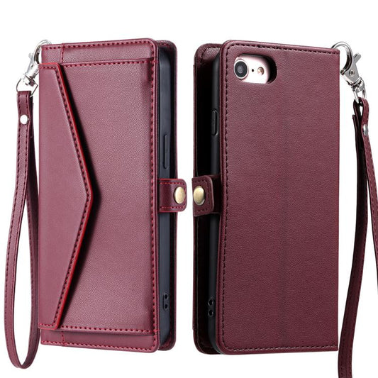 Wallet Multi-card Slot Leather Phone Case with Lanyard, For iPhone 16e, For iPhone 16 Pro Max, For iPhone 16 Pro, For iPhone 16 Plus, For iPhone 16