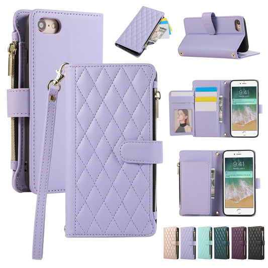 Rhombic Zipper Wallet Leather Phone Case, For iPhone 7 / 8 / SE 2022, For iPhone 13 Pro Max, For iPhone 13 Pro, For iPhone 13
