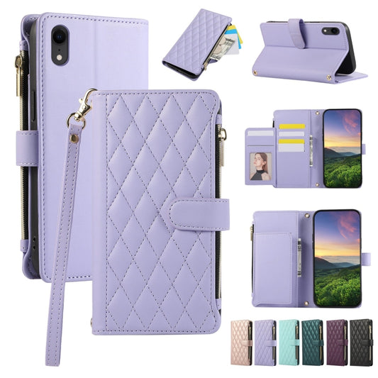 Rhombic Zipper Wallet Leather Phone Case, For iPhone XR, For iPhone XS Max, For iPhone 7 Plus / 8 Plus