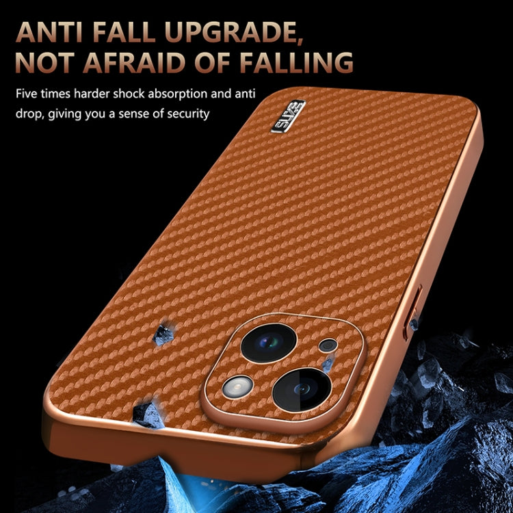 AZNS Electroplated Edge Carbon Fiber Texture Phone Case, For iPhone 14 Plus, For iPhone 14, For iPhone 14 Pro, For iPhone 14 Pro Max, For iPhone 13 Pro Max, For iPhone 13 Pro, For iPhone 13, For iPhone 12