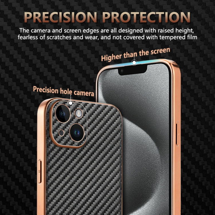 AZNS Electroplated Edge Carbon Fiber Texture Phone Case, For iPhone 14 Plus, For iPhone 14, For iPhone 14 Pro, For iPhone 14 Pro Max, For iPhone 13 Pro Max, For iPhone 13 Pro, For iPhone 13, For iPhone 12