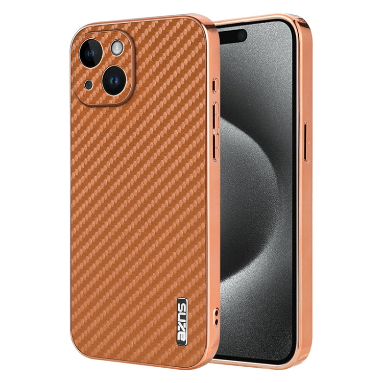 AZNS Electroplated Edge Carbon Fiber Texture Phone Case, For iPhone 14 Plus, For iPhone 14, For iPhone 14 Pro, For iPhone 14 Pro Max, For iPhone 13 Pro Max, For iPhone 13 Pro, For iPhone 13, For iPhone 12