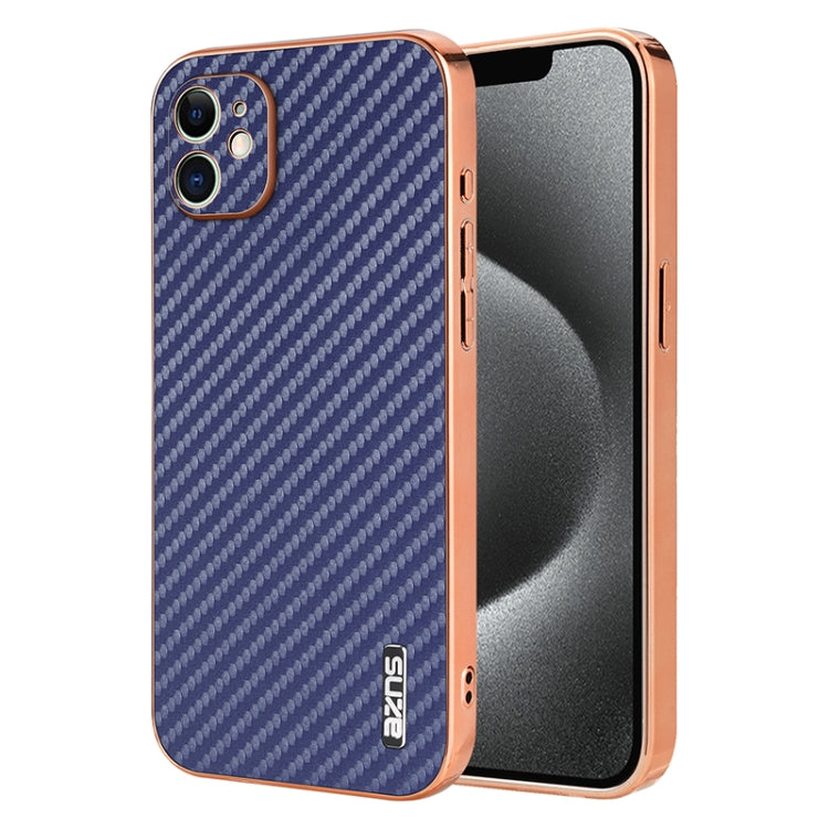 AZNS Electroplated Edge Carbon Fiber Texture Phone Case, For iPhone 14 Plus, For iPhone 14, For iPhone 14 Pro, For iPhone 14 Pro Max, For iPhone 13 Pro Max, For iPhone 13 Pro, For iPhone 13, For iPhone 12