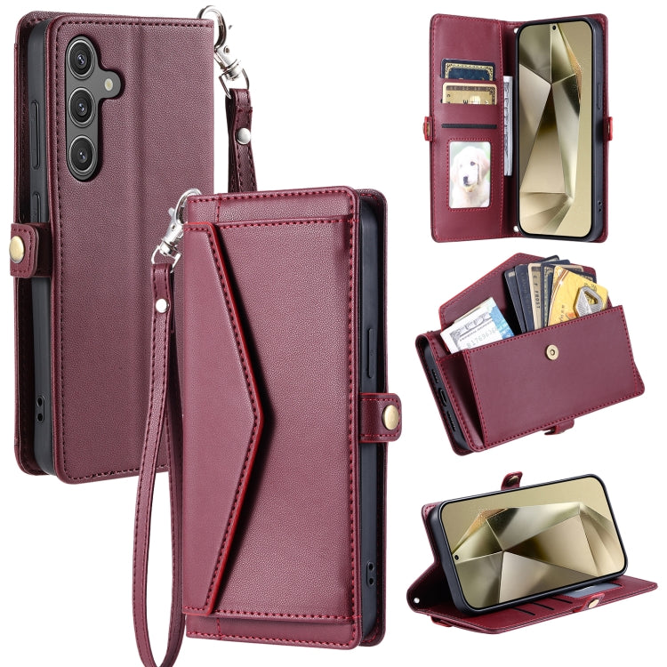 Wallet Multi-card Slot Leather Phone Case with Lanyard, For Samsung Galaxy S25 5G, For Samsung Galaxy S25+ 5G, For Samsung Galaxy S25 Ultra 5G, For Samsung Galaxy S24 FE 5G, For Samsung Galaxy S24 Ultra 5G, For Samsung Galaxy S24+ 5G