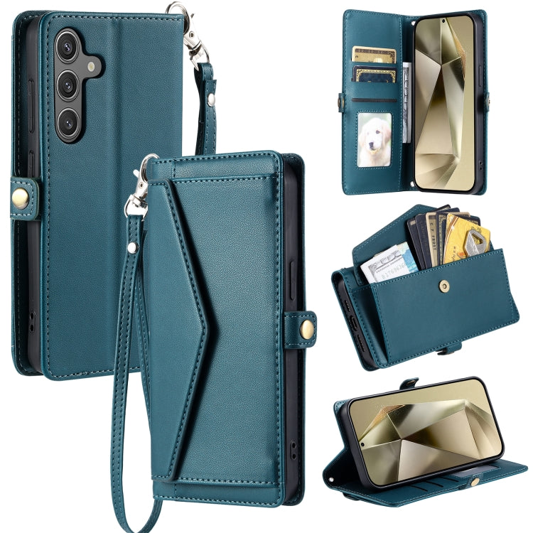 Wallet Multi-card Slot Leather Phone Case with Lanyard, For Samsung Galaxy S25 5G, For Samsung Galaxy S25+ 5G, For Samsung Galaxy S25 Ultra 5G, For Samsung Galaxy S24 FE 5G, For Samsung Galaxy S24 Ultra 5G, For Samsung Galaxy S24+ 5G