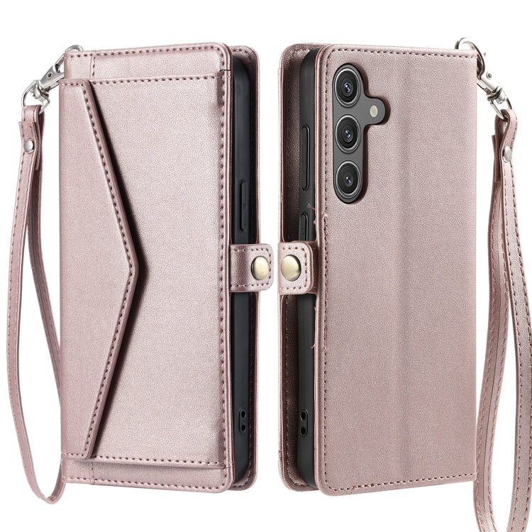 Wallet Multi-card Slot Leather Phone Case with Lanyard, For Samsung Galaxy S25 5G, For Samsung Galaxy S25+ 5G, For Samsung Galaxy S25 Ultra 5G, For Samsung Galaxy S24 FE 5G, For Samsung Galaxy S24 Ultra 5G, For Samsung Galaxy S24+ 5G