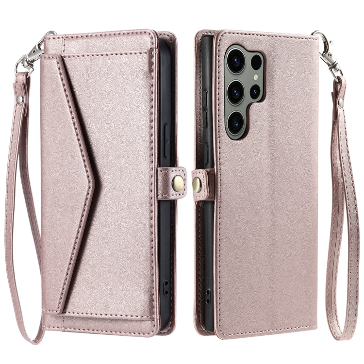 Wallet Multi-card Slot Leather Phone Case with Lanyard, For Samsung Galaxy S25 Ultra 5G, For Samsung Galaxy S24 FE 5G, For Samsung Galaxy S24 Ultra 5G, For Samsung Galaxy S24+ 5G
