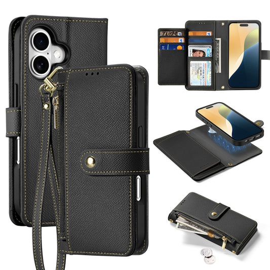 DUX DUCIS Lawa Series 2 in 1 Wallet Zipper Detachable MagSafe Phone Case with Lanyard, For iPhone 16, For iPhone 15 Pro Max, For iPhone 15 Pro, For iPhone 15 Plus, For iPhone 15