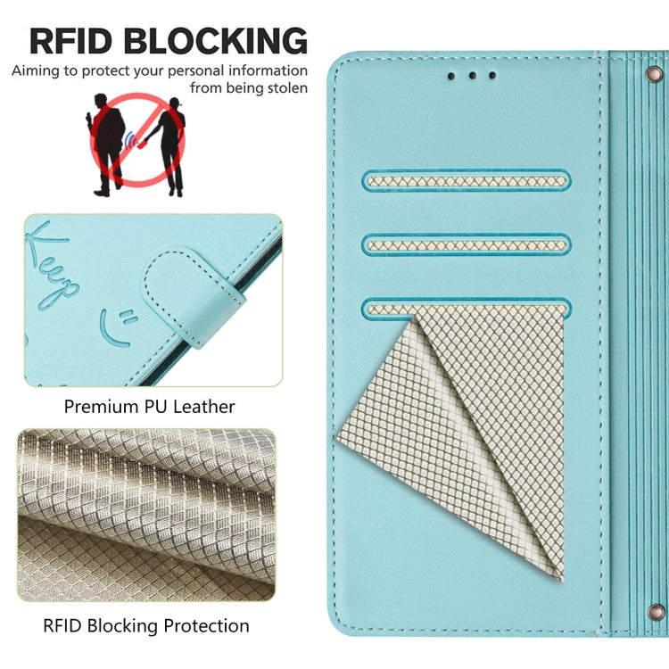 Smile Embossing RFID Leather Phone Case, Series 1