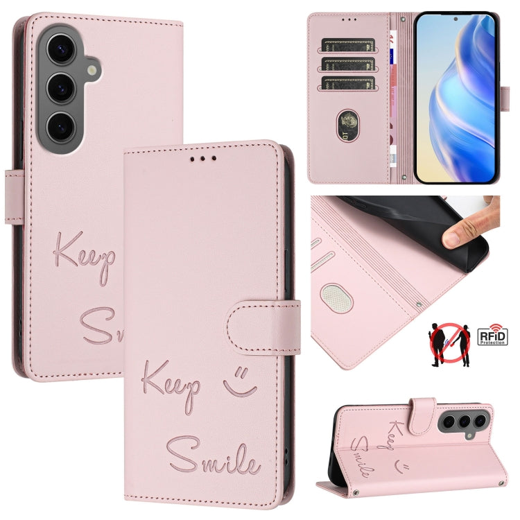 Smile Embossing RFID Leather Phone Case, Series 1