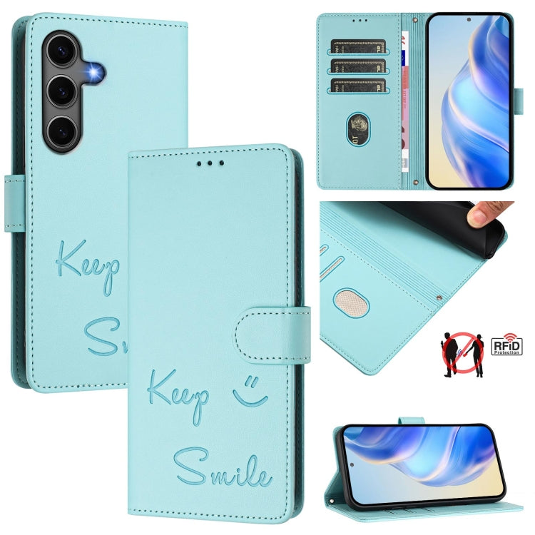 Smile Embossing RFID Leather Phone Case, Series 1