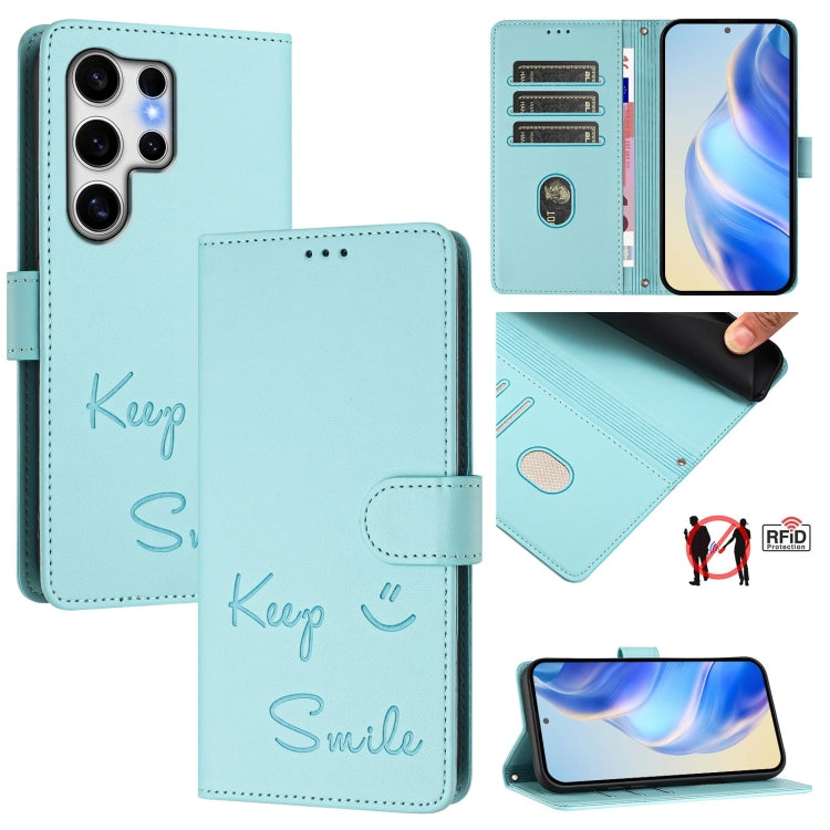 Smile Embossing RFID Leather Phone Case, Series 1