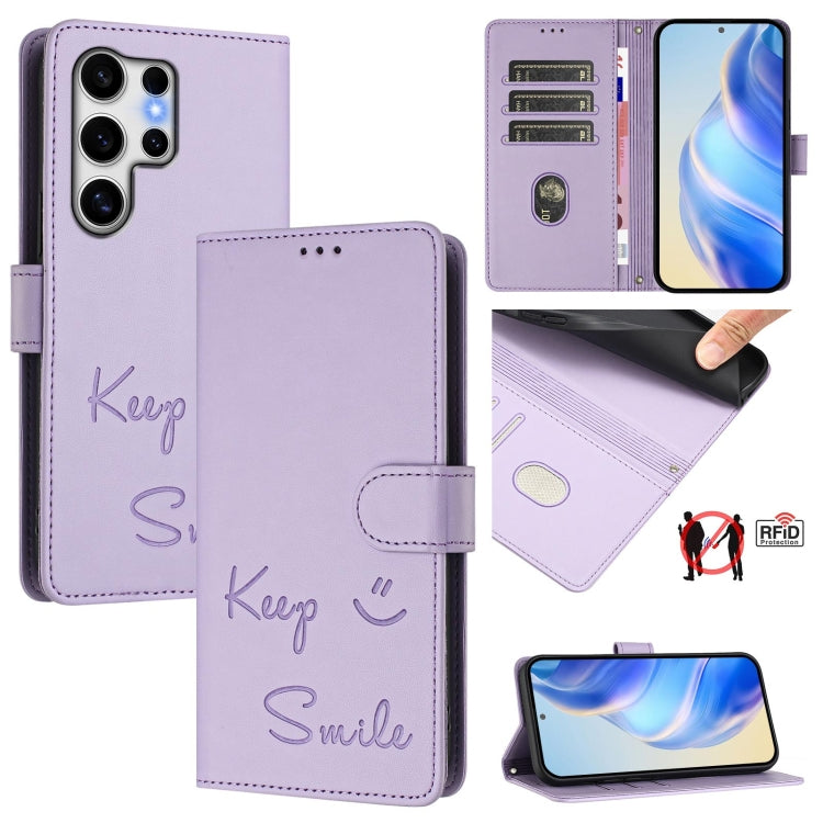 Smile Embossing RFID Leather Phone Case, Series 1