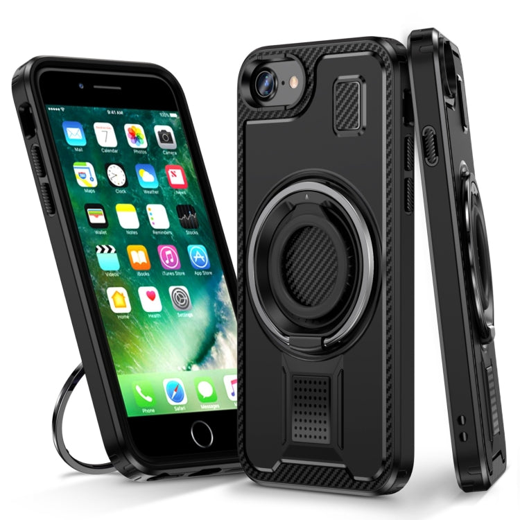Ring Holder Carbon Fiber PC Hybrid TPU Phone Case