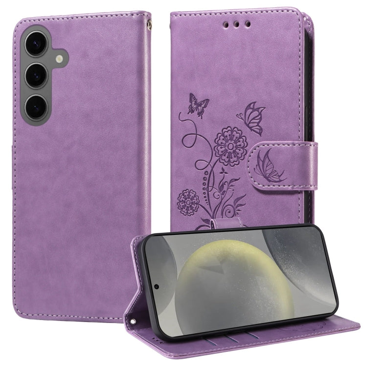 Embossed Butterfly Flowers Leather Phone Case, For Samsung Galaxy S25 5G, For Samsung Galaxy S25+ 5G, For Samsung Galaxy S25 Ultra 5G, For Samsung Galaxy S24 FE 5G, For Samsung Galaxy S24 Ultra 5G, For Samsung Galaxy S24+ 5G