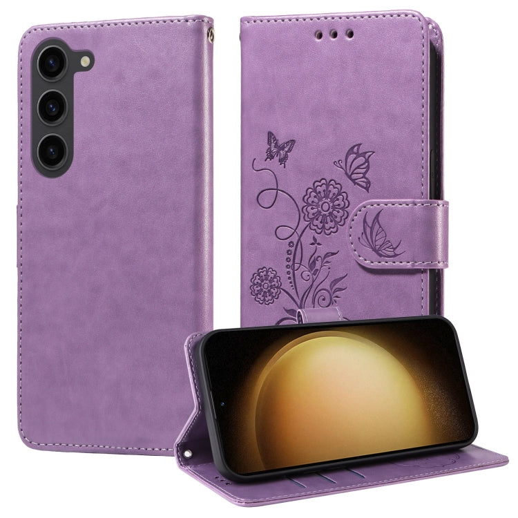 Embossed Butterfly Flowers Leather Phone Case, For Samsung Galaxy S24 5G, For Samsung Galaxy S23 FE 5G, For Samsung Galaxy S23 Ultra 5G, For Samsung Galaxy S23+ 5G, For Samsung Galaxy S23 5G, For Samsung Galaxy S20 FE