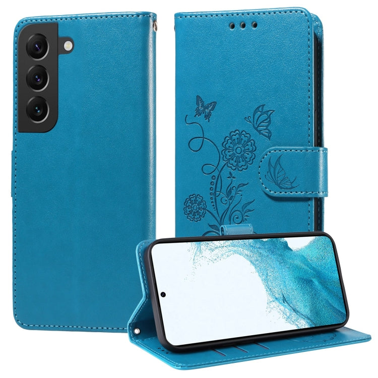 Embossed Butterfly Flowers Leather Phone Case, For Samsung Galaxy S22 Ultra 5G, For Samsung Galaxy S22+ 5G, For Samsung Galaxy S22 5G, For Samsung Galaxy S21 FE 5G, For Samsung Galaxy S21 5G, For Samsung Galaxy S21+ 5G