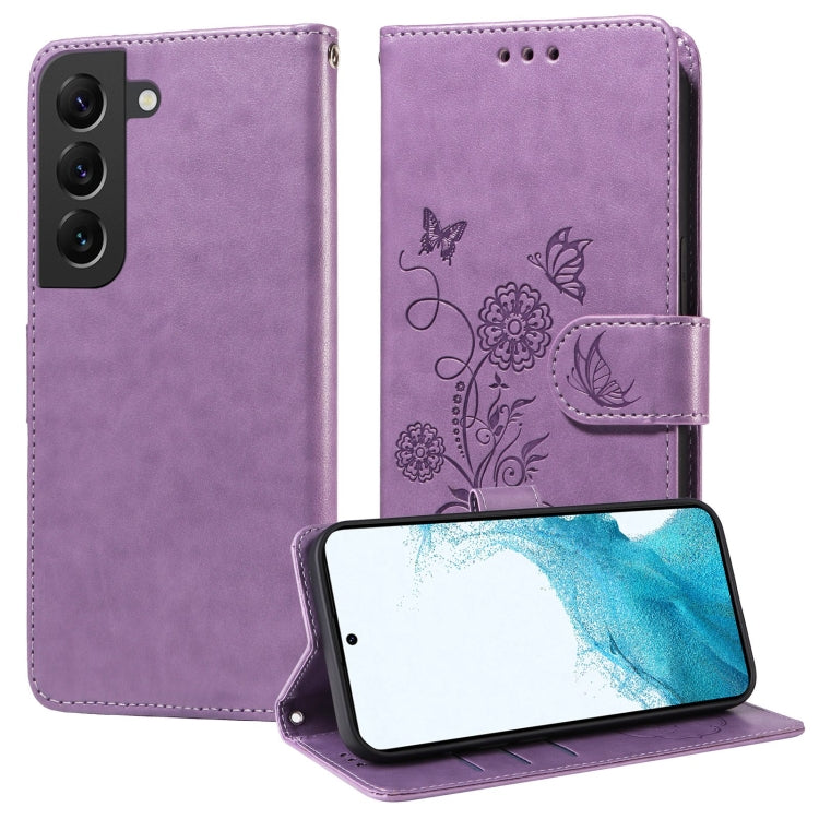 Embossed Butterfly Flowers Leather Phone Case, For Samsung Galaxy S22 Ultra 5G, For Samsung Galaxy S22+ 5G, For Samsung Galaxy S22 5G, For Samsung Galaxy S21 FE 5G, For Samsung Galaxy S21 5G, For Samsung Galaxy S21+ 5G