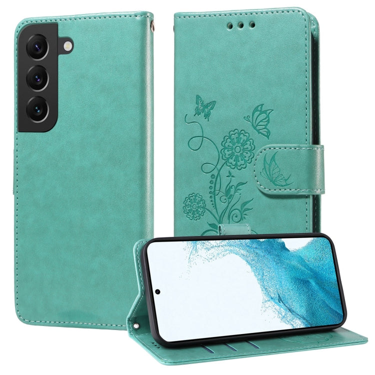 Embossed Butterfly Flowers Leather Phone Case, For Samsung Galaxy S22 Ultra 5G, For Samsung Galaxy S22+ 5G, For Samsung Galaxy S22 5G, For Samsung Galaxy S21 FE 5G, For Samsung Galaxy S21 5G, For Samsung Galaxy S21+ 5G