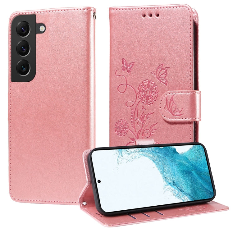 Embossed Butterfly Flowers Leather Phone Case, For Samsung Galaxy S22 Ultra 5G, For Samsung Galaxy S22+ 5G, For Samsung Galaxy S22 5G, For Samsung Galaxy S21 FE 5G, For Samsung Galaxy S21 5G, For Samsung Galaxy S21+ 5G