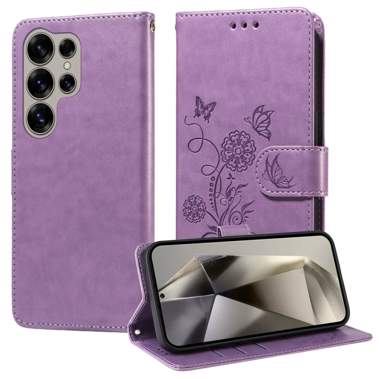 Embossed Butterfly Flowers Leather Phone Case, For Samsung Galaxy S25 5G, For Samsung Galaxy S25+ 5G, For Samsung Galaxy S25 Ultra 5G, For Samsung Galaxy S24 FE 5G, For Samsung Galaxy S24 Ultra 5G, For Samsung Galaxy S24+ 5G