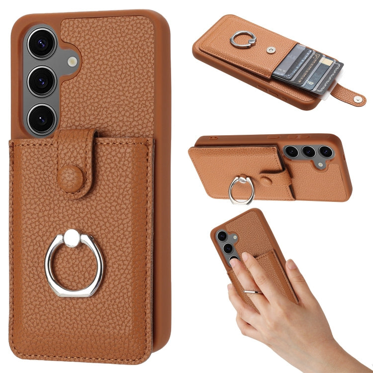 Litchi Texture Drawing Card Bag Ring Holder Phone Case, For Samsung Galaxy S24+ 5G, For Samsung Galaxy S24 5G, For Samsung Galaxy S23 Ultra 5G, For Samsung Galaxy S23 5G, For Samsung Galaxy S22 Ultra 5G