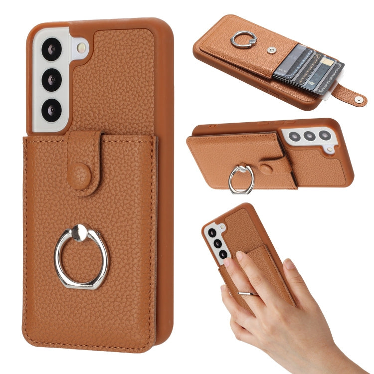 Litchi Texture Drawing Card Bag Ring Holder Phone Case, For Samsung Galaxy S22 5G, For Samsung Galaxy S21 5G, For Samsung Galaxy S21 Ultra 5G