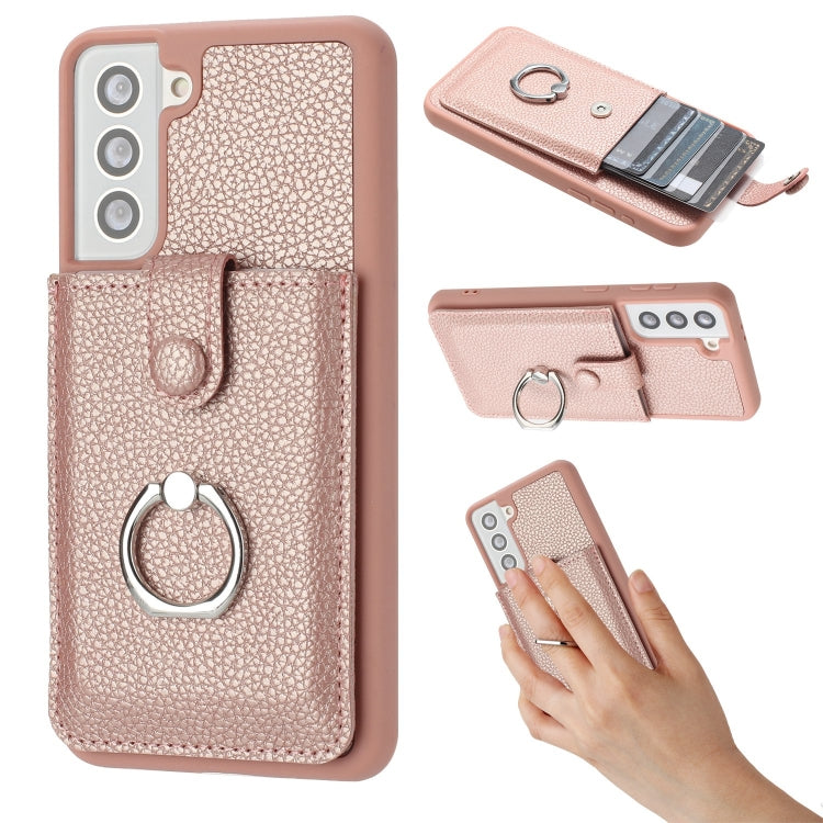 Litchi Texture Drawing Card Bag Ring Holder Phone Case, For Samsung Galaxy S22 5G, For Samsung Galaxy S21 5G, For Samsung Galaxy S21 Ultra 5G