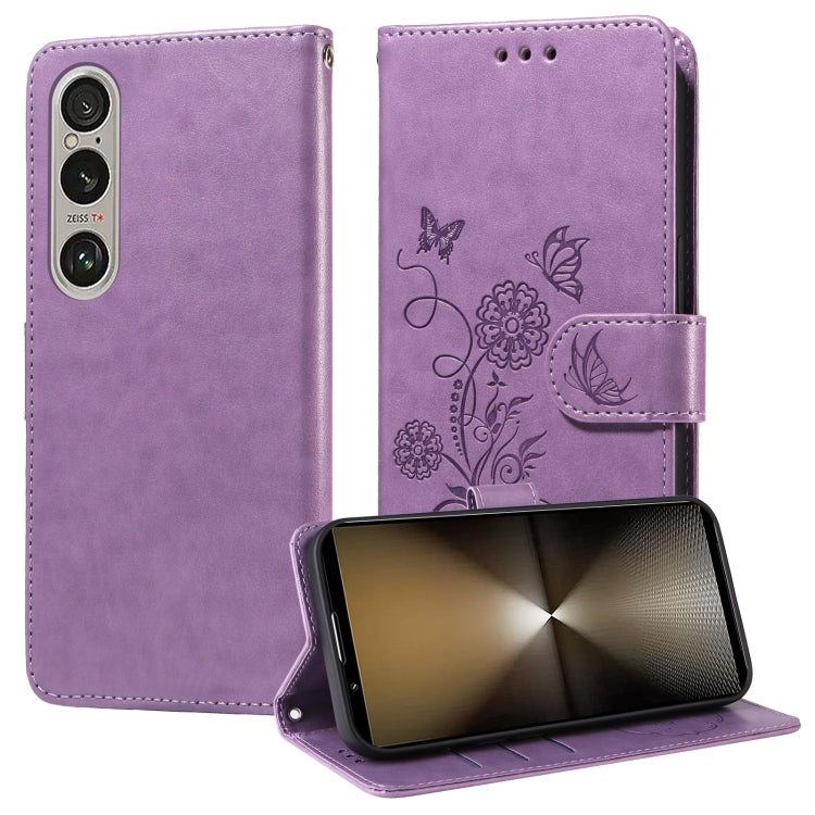 Embossed Butterfly Flowers Leather Phone Case, For Sony Xperia 10 VI, For Sony Xperia 1 VI, For Sony Xperia 5 VI, For Sony Xperia 5 V, For Sony Xperia 1 V, For Sony Xperia 10 V