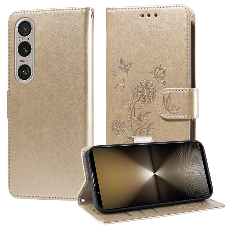 Embossed Butterfly Flowers Leather Phone Case, For Sony Xperia 10 VI, For Sony Xperia 1 VI, For Sony Xperia 5 VI, For Sony Xperia 5 V, For Sony Xperia 1 V, For Sony Xperia 10 V