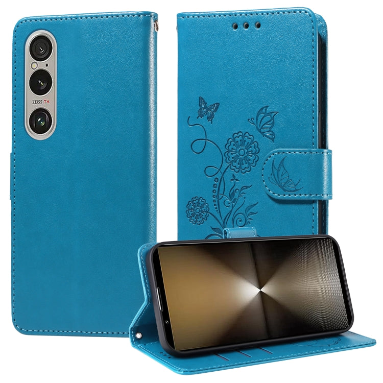 Embossed Butterfly Flowers Leather Phone Case, For Sony Xperia 10 VI, For Sony Xperia 1 VI, For Sony Xperia 5 VI, For Sony Xperia 5 V, For Sony Xperia 1 V, For Sony Xperia 10 V